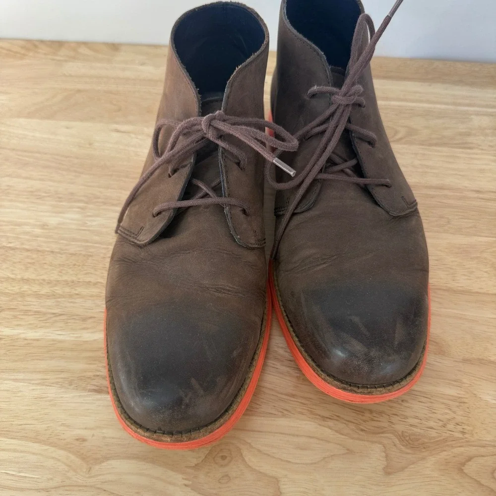 Cole Haan LunarGrand Chukka Boots Men 10.5 Brown Orange Leather C11719 Comfort